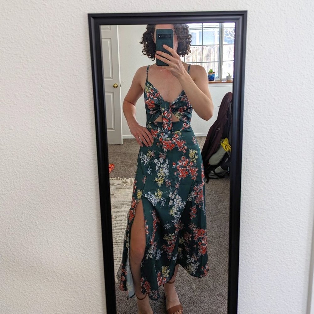 Toperth Satin Floral Cutout Dress *Unworn*